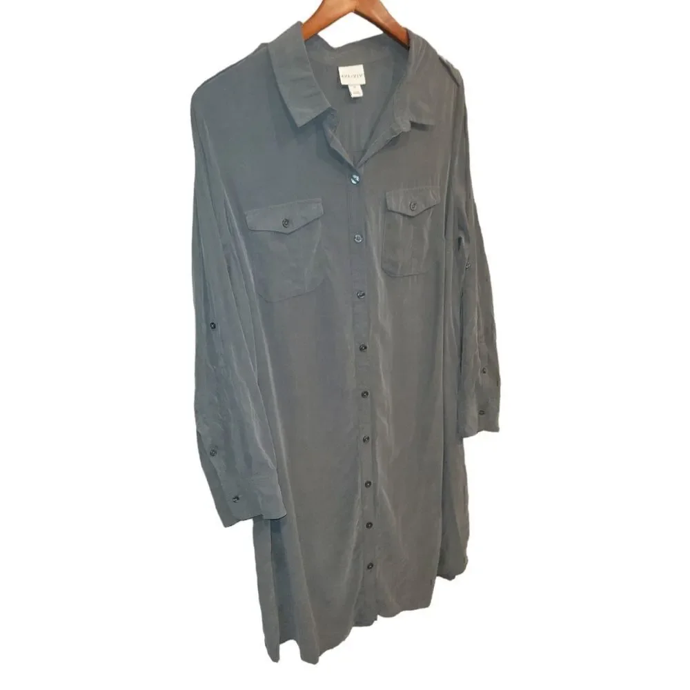 NWT Ava & Viv Atlantic Cypress Utility Look Dress Long Sleeve 1X